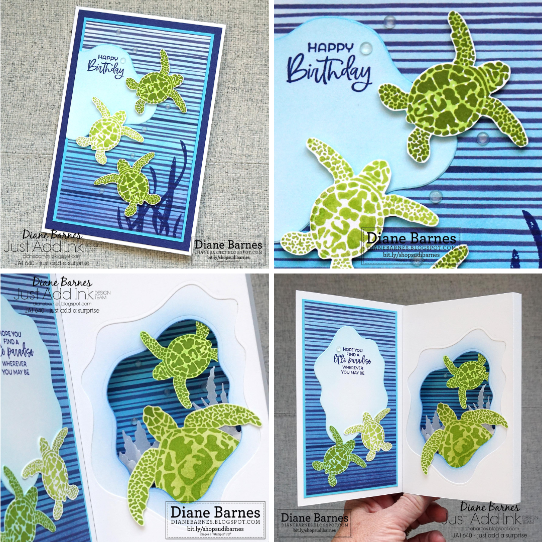 230215 sea turtle shadow box card ja1640 5 collage