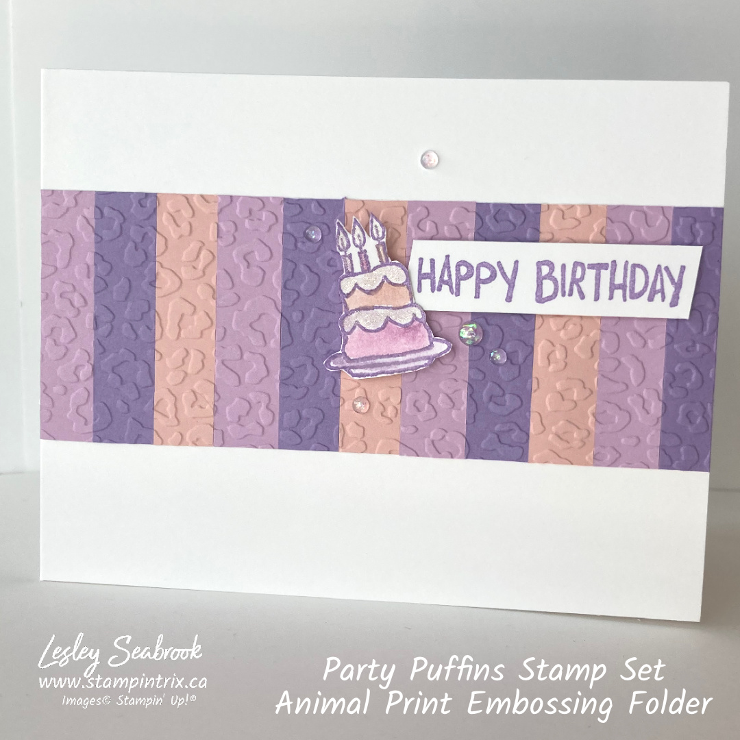 Party puffins stamp set   animal print embossing folder
