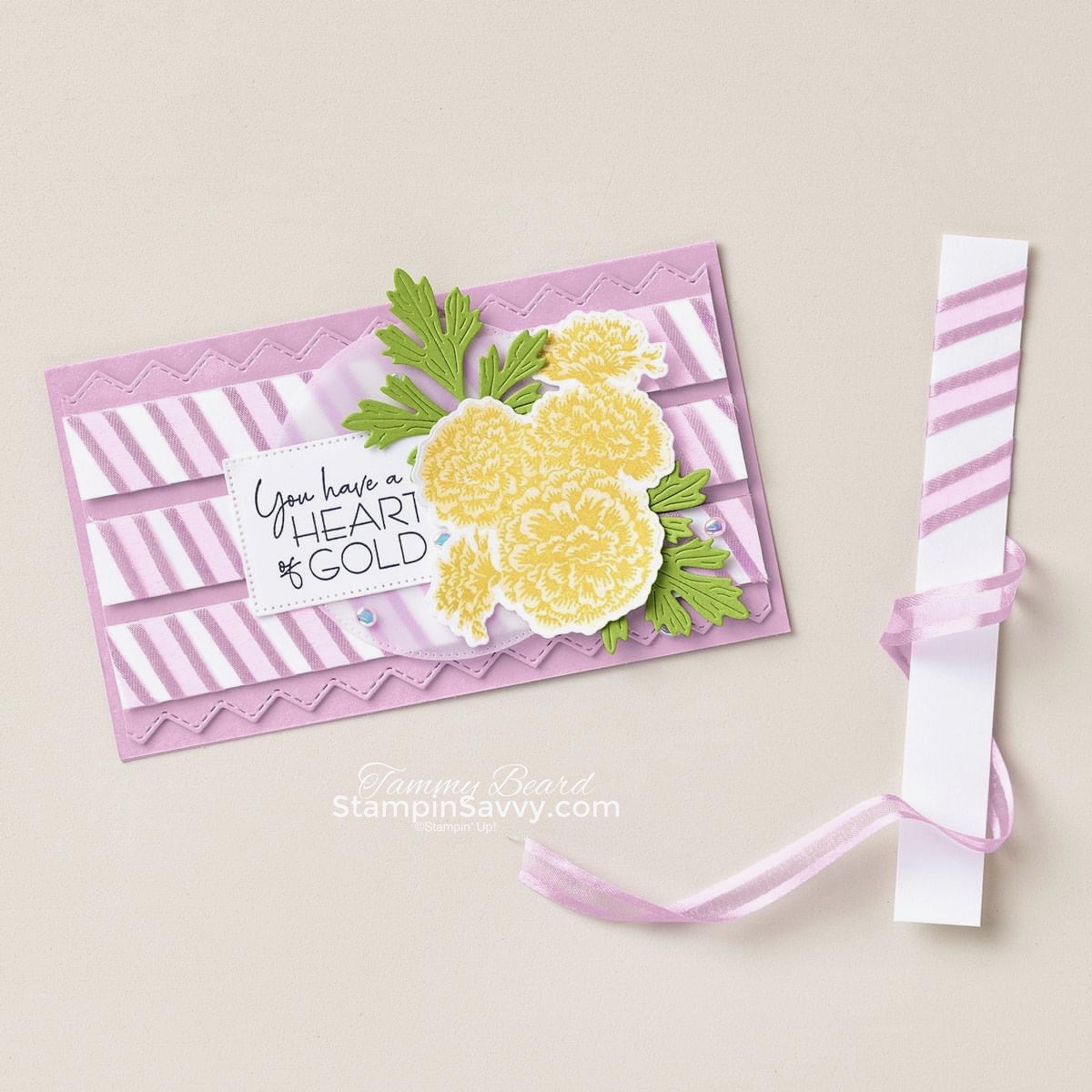 Marigold moments ribbon card idea stampin savvy tammy beard