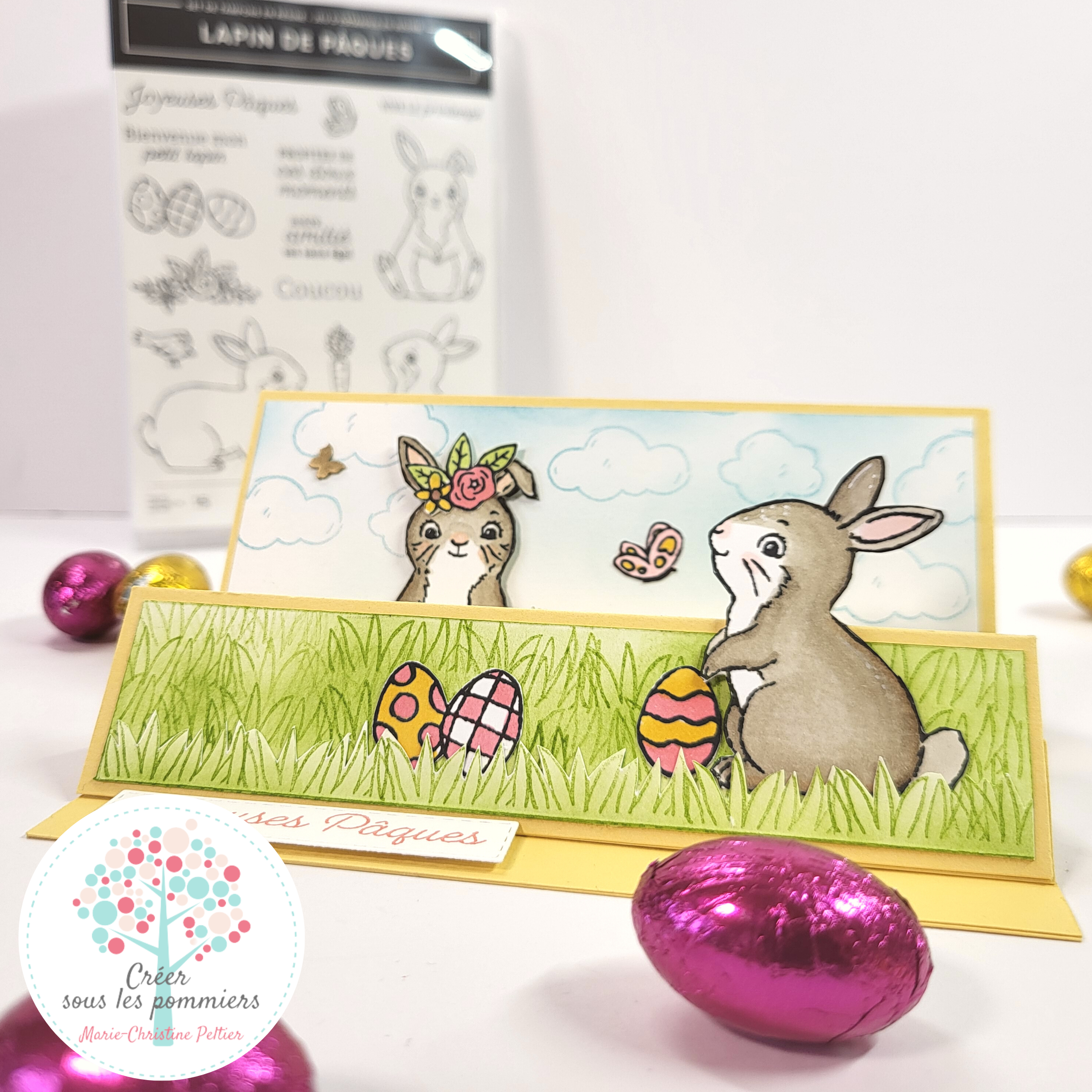 Carte double chevalet lapin de p%c3%a2ques stampin up cslp23  1