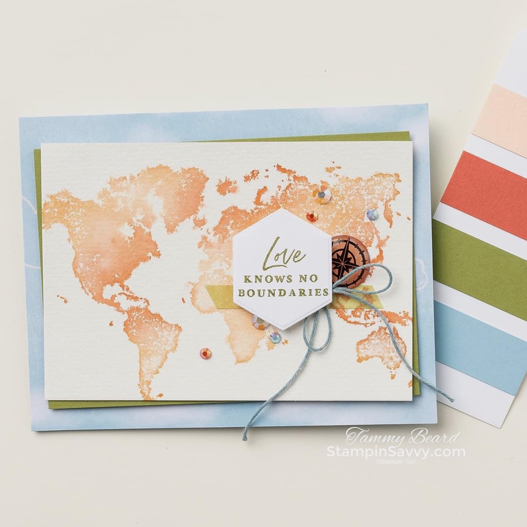 Watercolor world card idea stampin savvy tammy beard