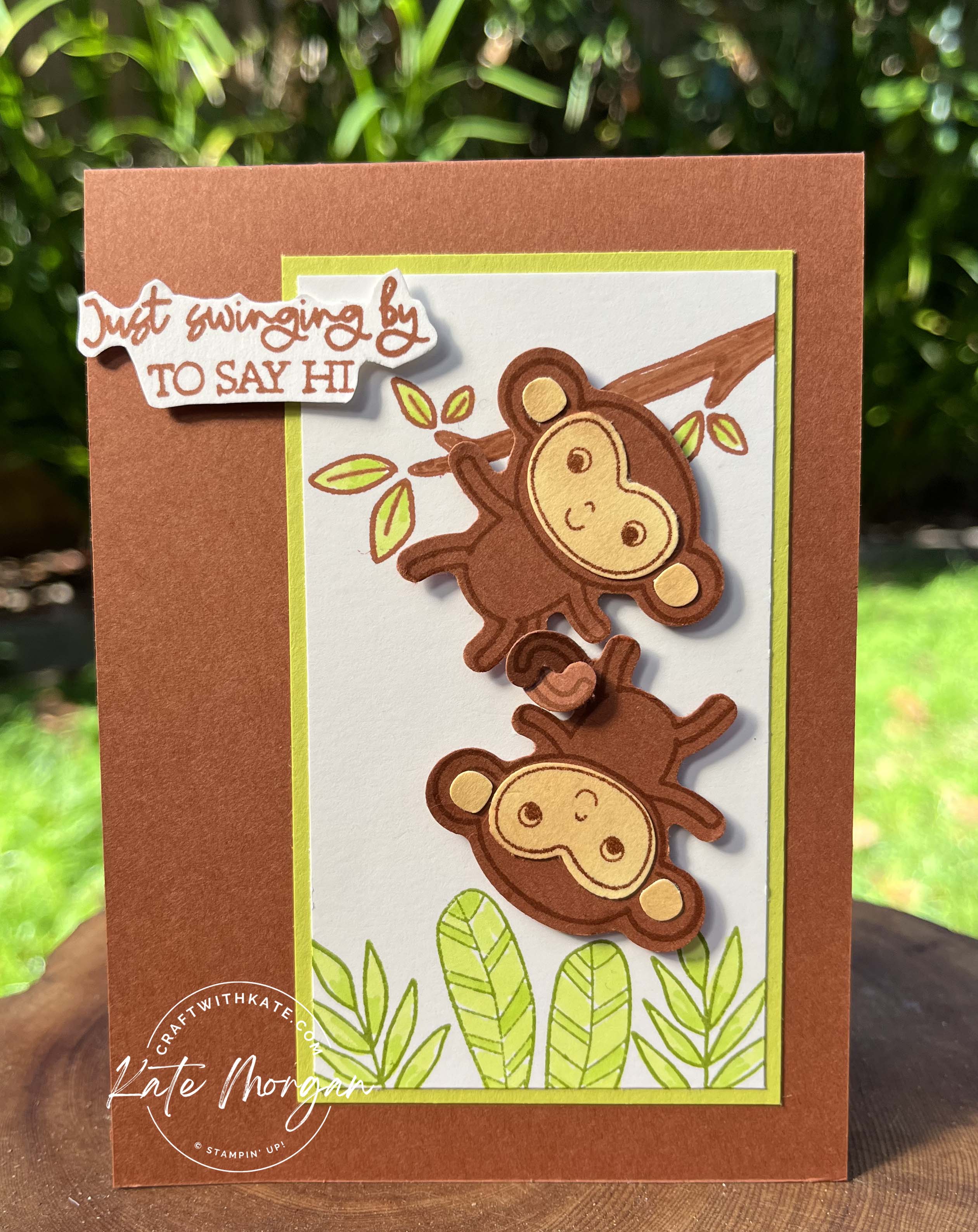 Little monkey copper clay card by kate morgan  stampin up australia 2023.