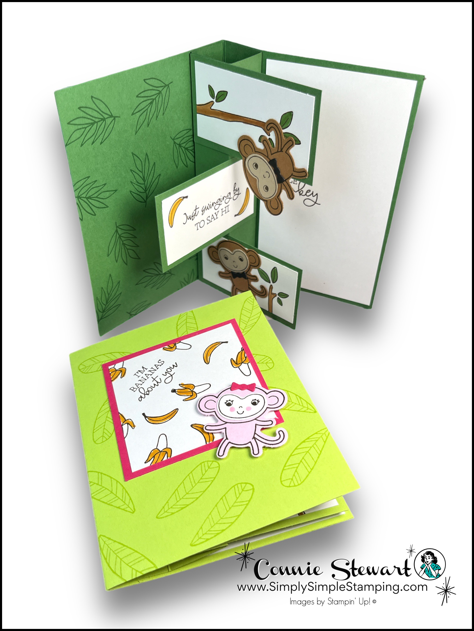 Little monkey cards boy girl