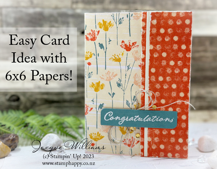 Stampin up inked and tiled how to use 6x6 papers no waste card template