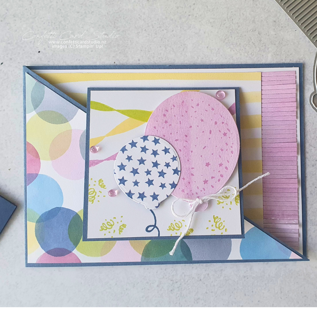 Beautiful balloons diagonal joy fold card logo  1080   1080 px 