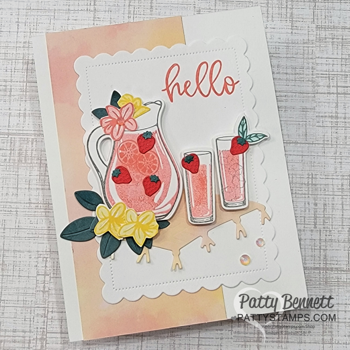 So refreshing lemonade stampin up card pattystamps strawberry hello