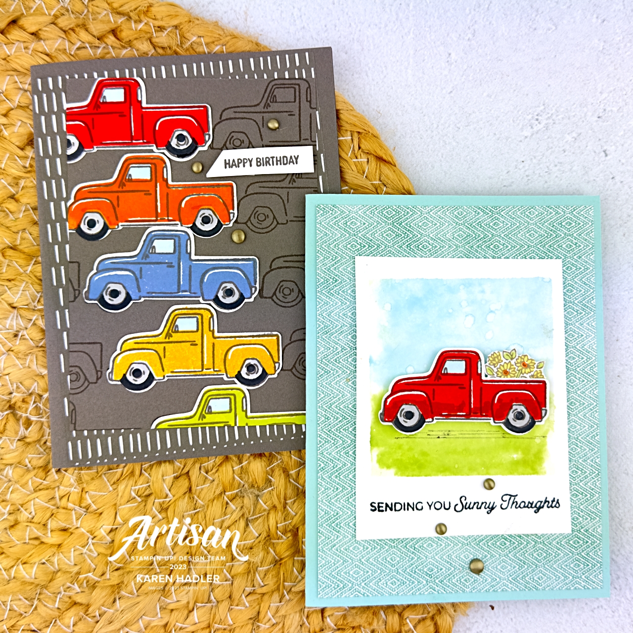 Trucking along two unique backgrounds