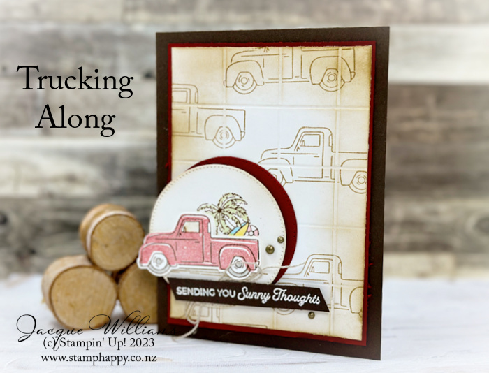 Stampin up trucking along faux tile technique video tutorial masculine birthday christmas