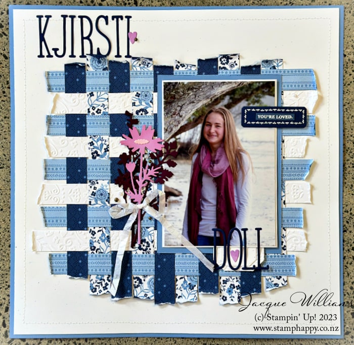 Stampin up countryside inn scrapbooking layout scrapbook page woven weaving min