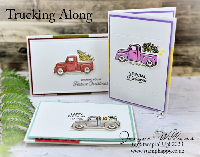 Stampin up trucking along notecards scoring board techniques min