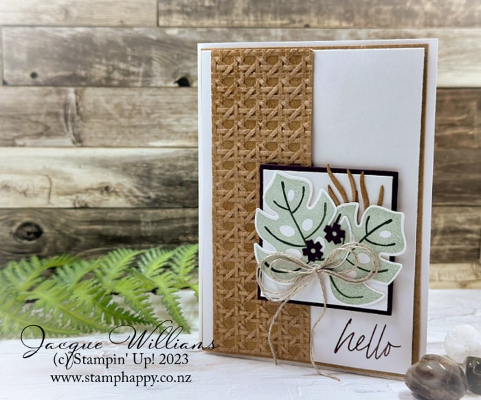 Stampin up tropical leaf easy template cane weave folder masculine birthday min