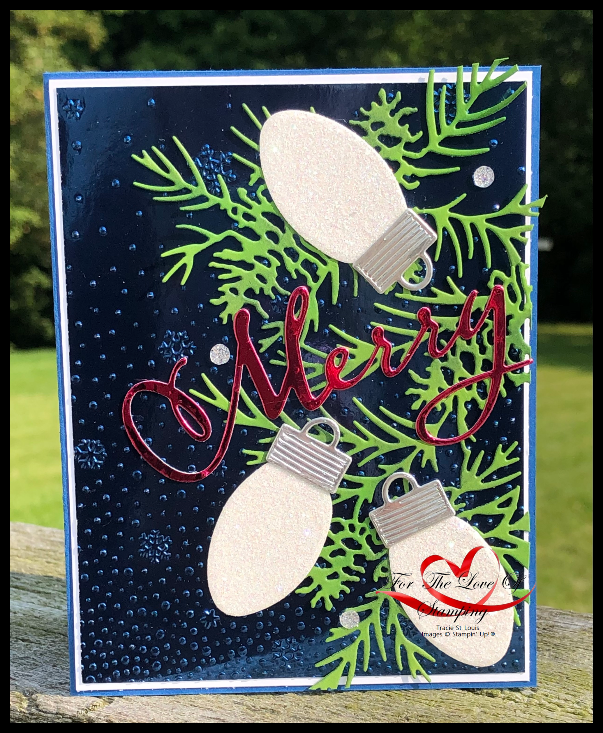 Blue foil merry and bright
