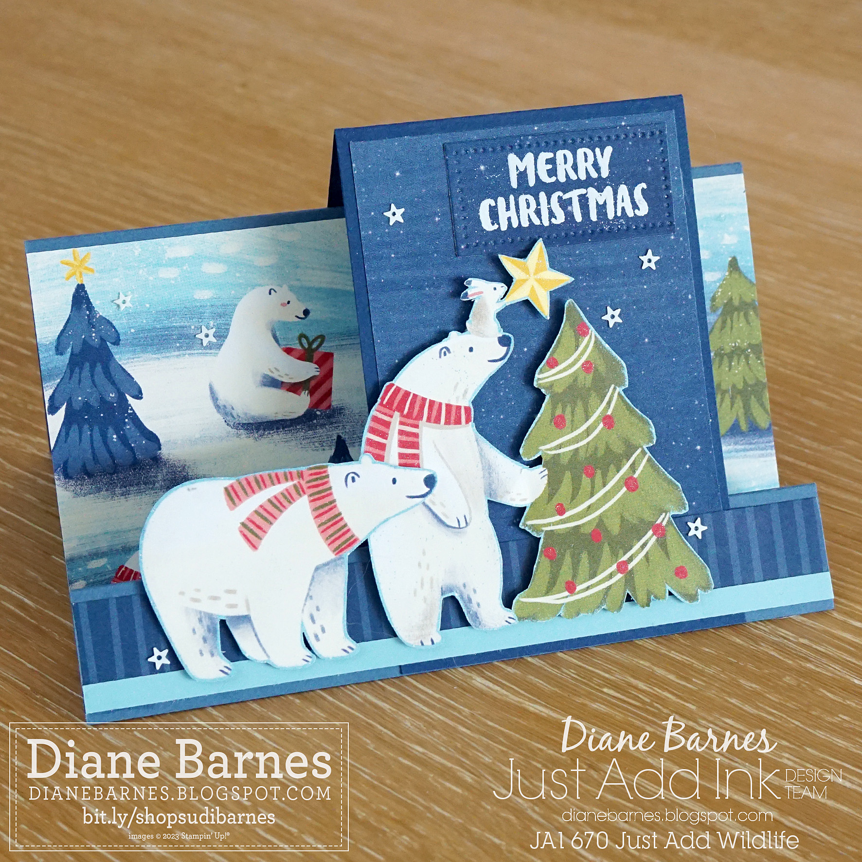 230913 polar bear christmas faux centre step card jai670 6