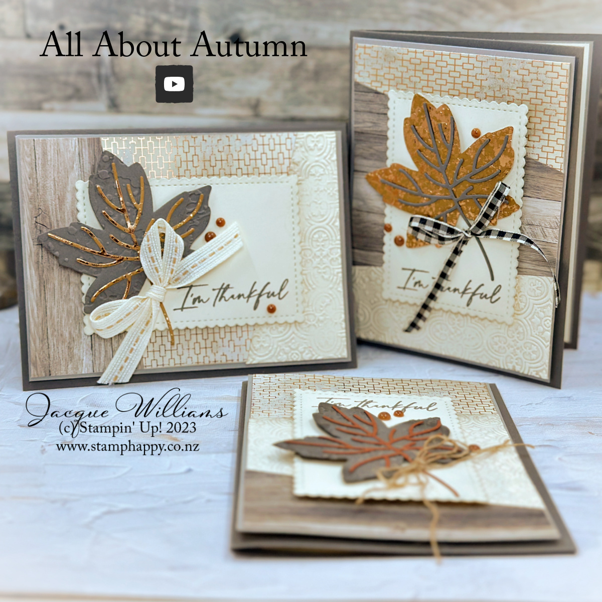 Stampin up all about autumn suite autumn leaves stack cut shuffle easy card front idea facebook