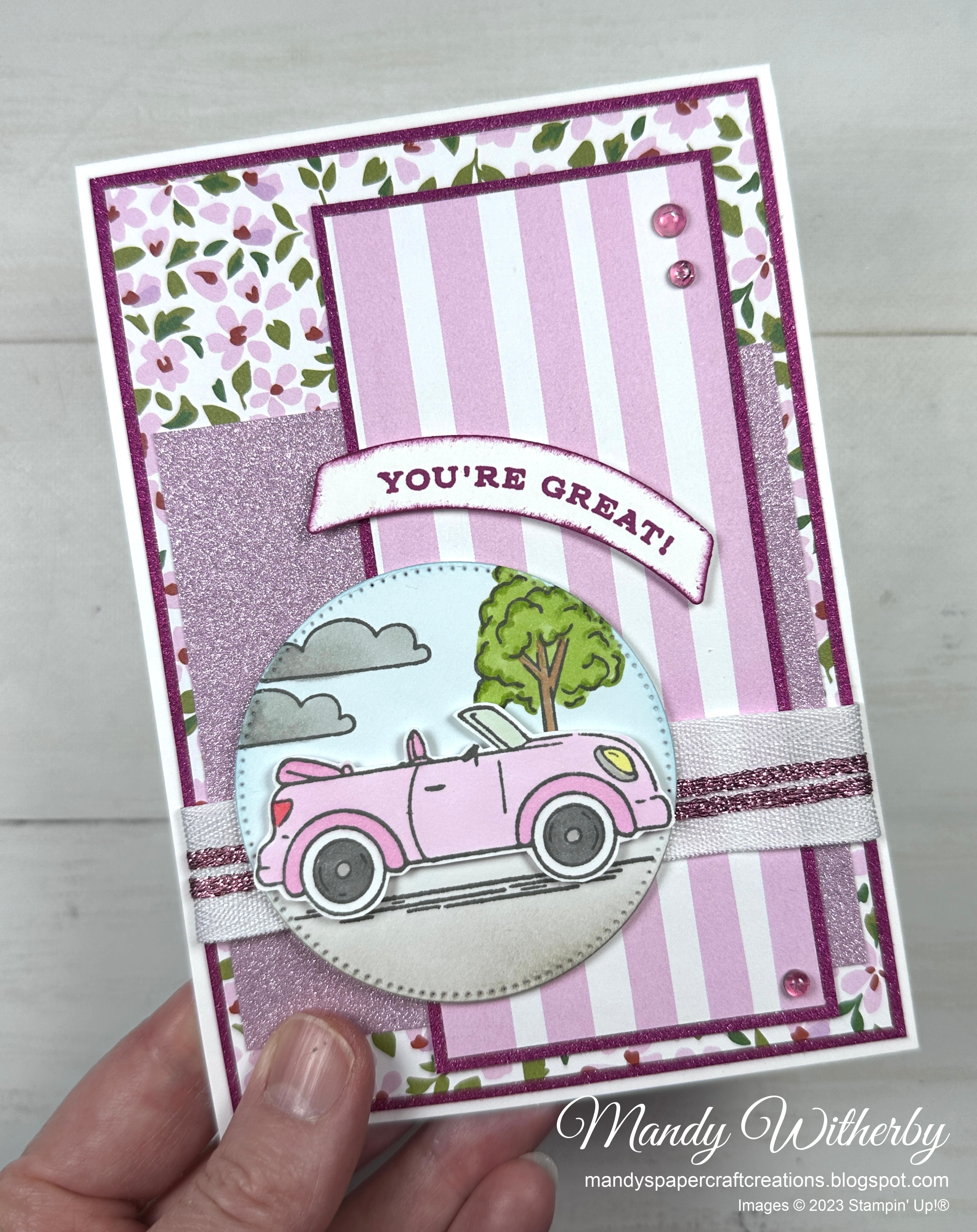 Little pink convertible card  1 