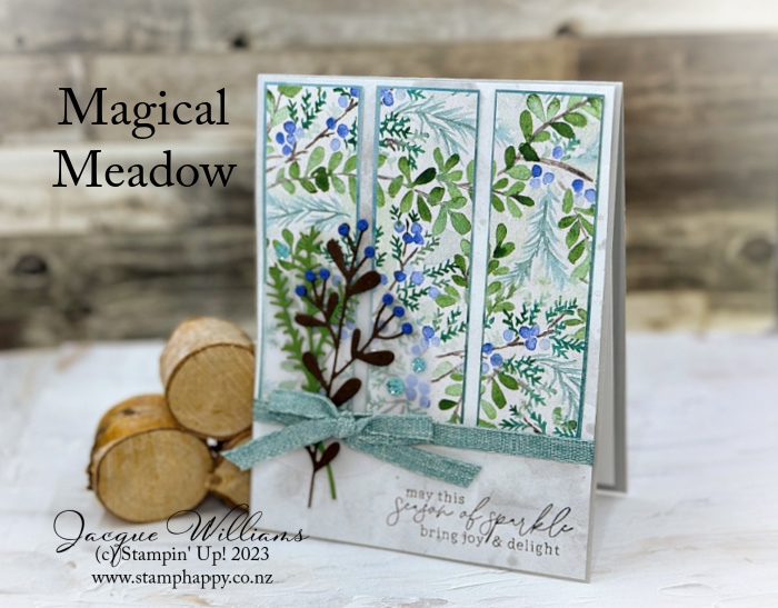 Stampin up magical meadow winter magic easy card template idea rule of thirds 