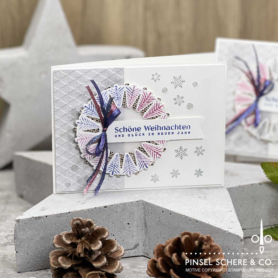 12 karten weihnachten 2023 wishes all around winterlicher kranz 1