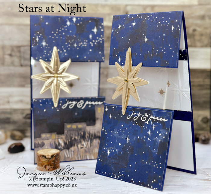 Stampin up stars at night hybrid traditional nativity split front technique christmas card