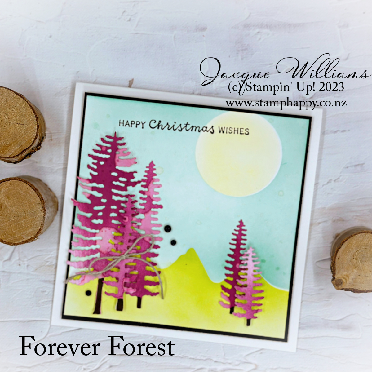 Stampin up forever forest masked background scenery technique christmas nontraditional card facebook