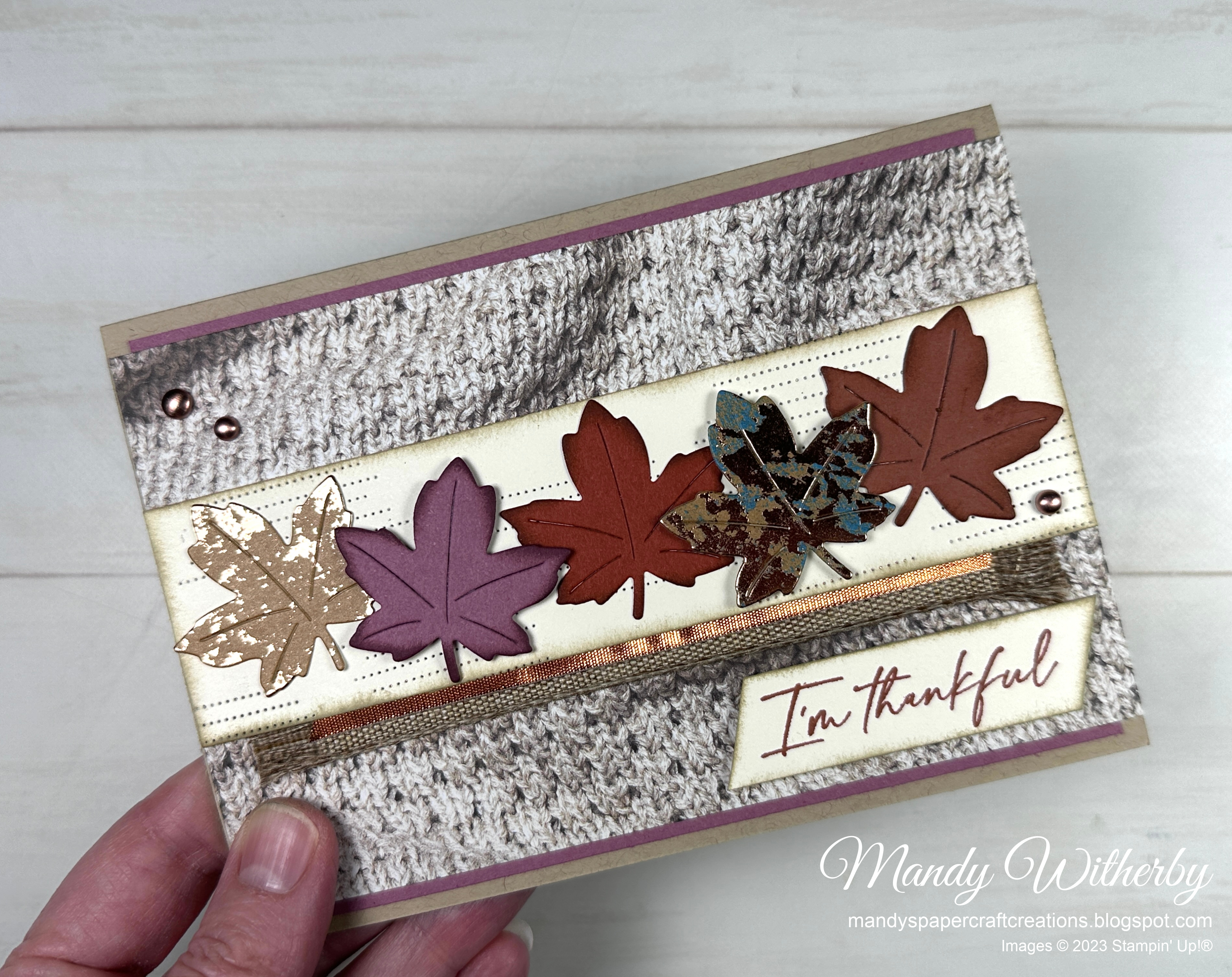 I m thankful autumn leaves card