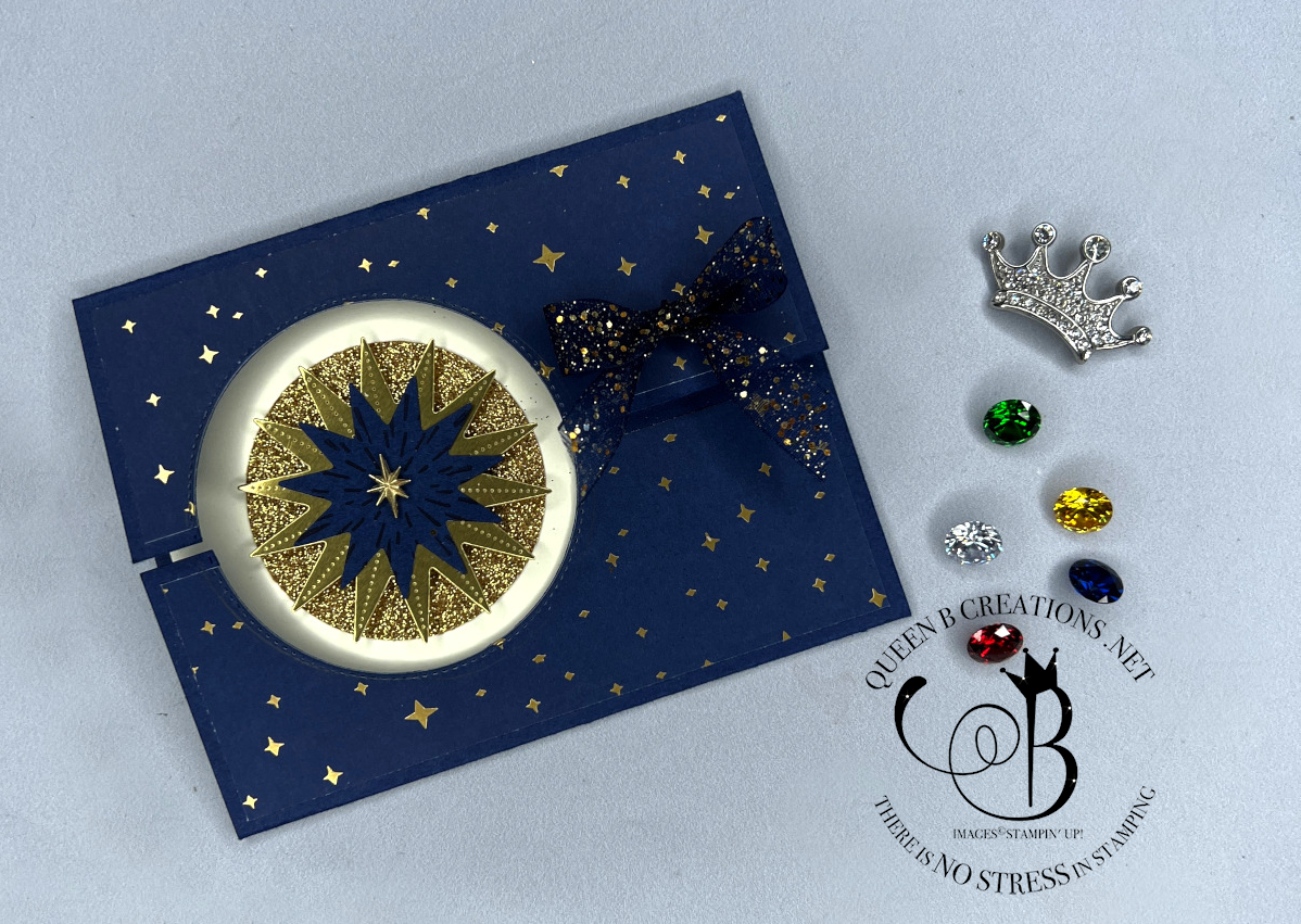 Stampin up stars at night gatefold peekaboo card by lisa ann bernard of queen b creations fi