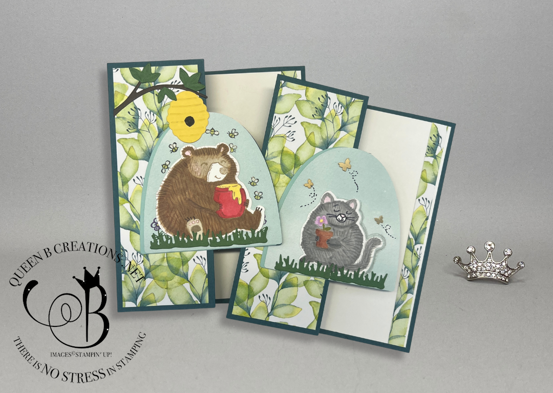 Stampin up fluffiest friends fun fold swing card by lisa ann bernard of queen b creations fi2