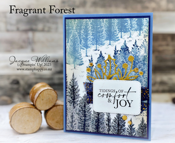 Stampin up fragrant forest masculine birthday christmas card night of navy boho blue