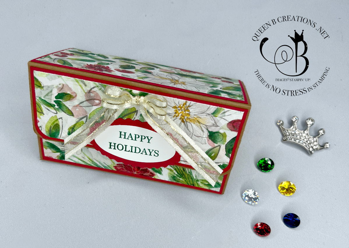 Stampin up christmas classics triangular treat box by lisa ann bernard of queen b creations fi